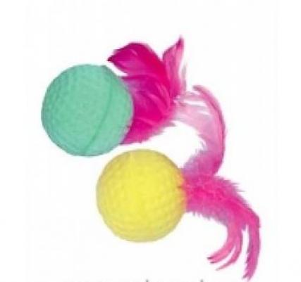 Игрушка для кошек Мяч д/гольфа с пером, 4 см, 4 шт. в упак., поролон     SPT-016 , Ч-360582