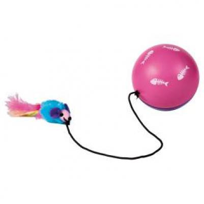 Игрушка для кошки Мяч с мышкой, с моторчиком на батар., диам. 9 см, пластик, Ф-4564