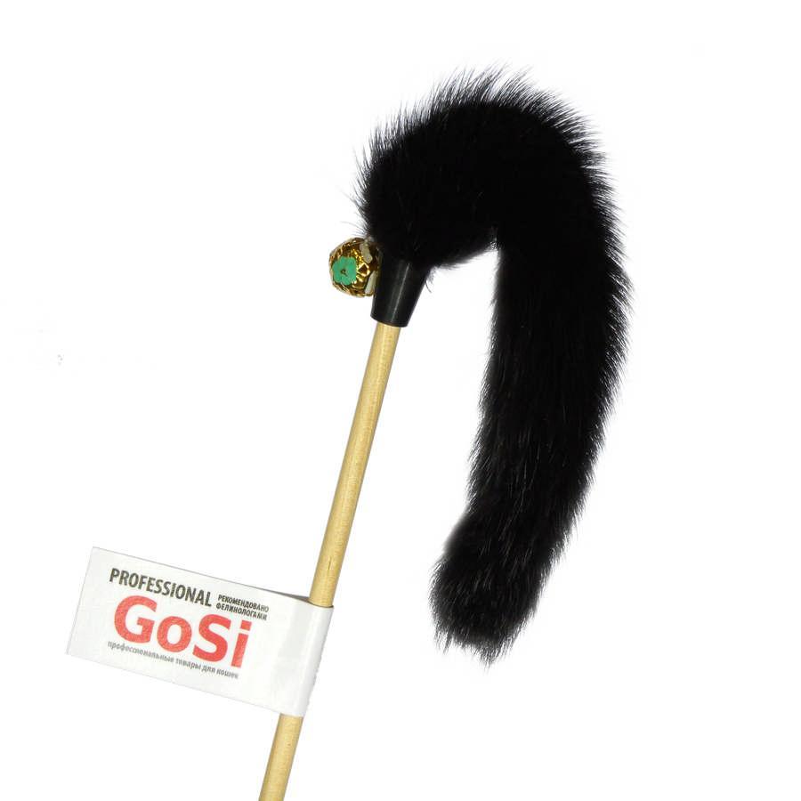 GoSi игрушка-дразнилка для кошек всех пород, лапка норки 5х70 см, черный, 92300100758