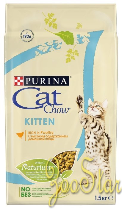 Cat Chow ВВА Сухой корм для котят с домашней птицей 12309195 1,5 кг 25100