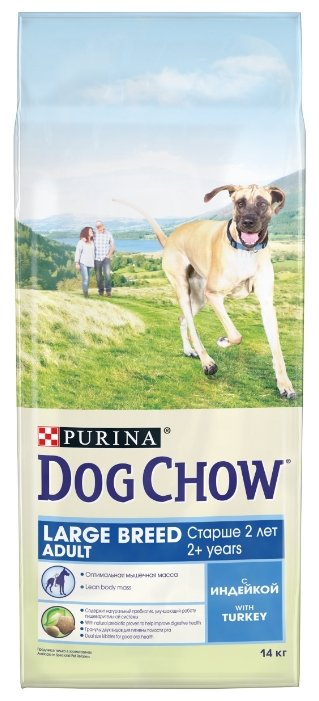 Dog Chow ADULT Large Breed корм для взрослых собак крупных пород с индейкой 2,5 кг 1/4, 12308767, 75721 