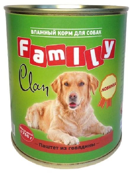 [130.1.600] CLAN FAMILY консервы для собак 750г паштет из говядины №40