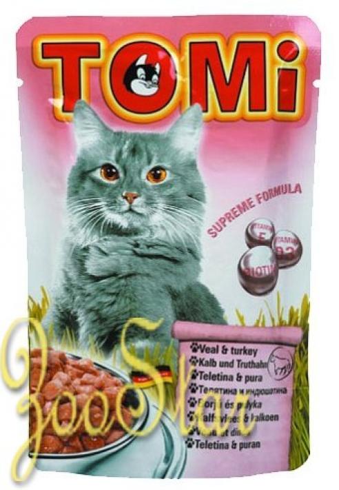 [133.015]  TOMI консервы для кошек-пауч 100г GF c индейкой в желе из шпината  (уп-20 шт) Германия, 133.015