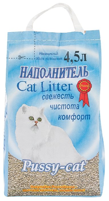 Pussy-Cat Впитывающий наполнитель, цеолитовый, 4,5л (Синий пакет), 2,8 кг 