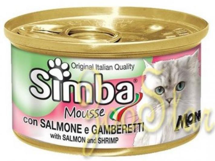 Simba Cat Mousse мусс для кошек лососькреветки 85г