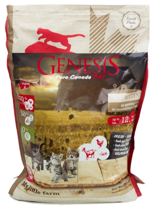 Genesis корм для котят всех пород, утка, коза и курица 340 гр