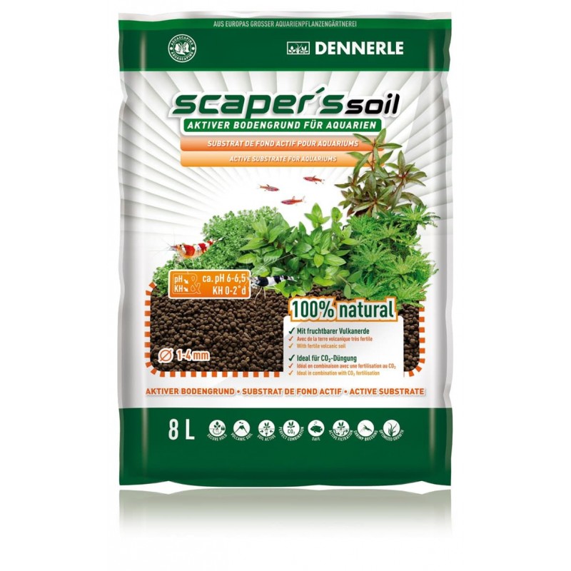 [281.4581]  Dennerle Scaper‘s Soil - Питательный грунт д/растительных аквариумов, зерно 1-4 мм, 8 л