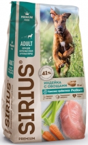 Sirius Сухой корм для собак крупных пород индейка с овощами 91848 15 кг 60077