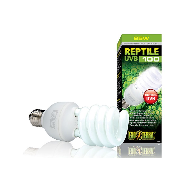 Лампа Reptile UVB100 former UVB5.0 Compact, 25 W для тропического террариума PT2187 (H221870)