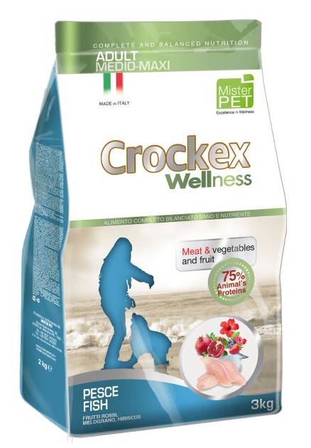 CROCKEX Wellness корм для взрослых собак средних и крупных пород, рыба с рисом 3 кг