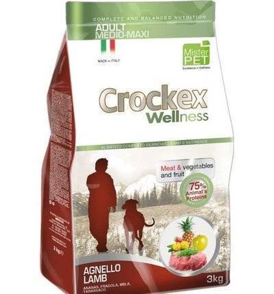 CROCKEX Wellness корм для взрослых собак средних и крупных пород, ягненок с рисом 12 кг