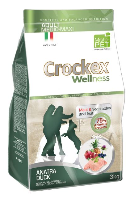 CROCKEX Wellness корм для взрослых собак средних и крупных пород, утка с рисом 3 кг, 5001001136
