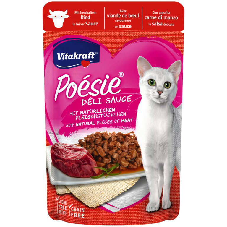 Vitakraft POESIE консервы 85 гр для кошек говядина в соусе пауч (1х23) НОВИНКА 36664, 2001001137