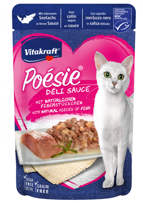 Vitakraft POESIE консервы 85 гр для кошек лосось в соусе пауч (1х23) НОВИНКА 36665