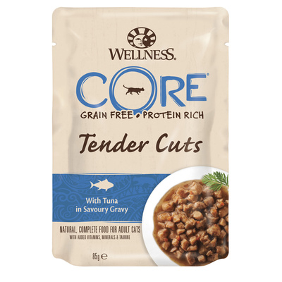 Wellness CORE Паучи для кошек в виде нарезке,тунец в соусе 10662 0,085 кг 54029