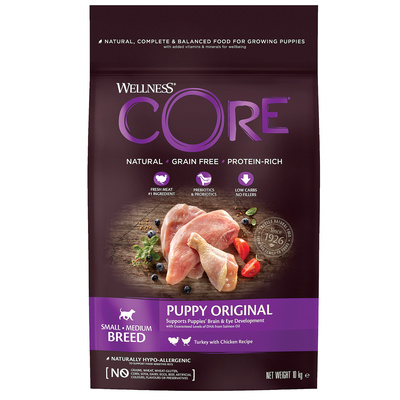 Wellness CORE Сухой корм для щенков мелких и средних пород индейка с курицей 10747 1,500 кг 54036