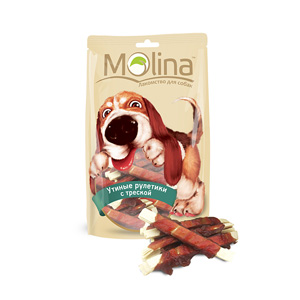 Molina лакомство для собак, утиные рулетики с треской 80 гр