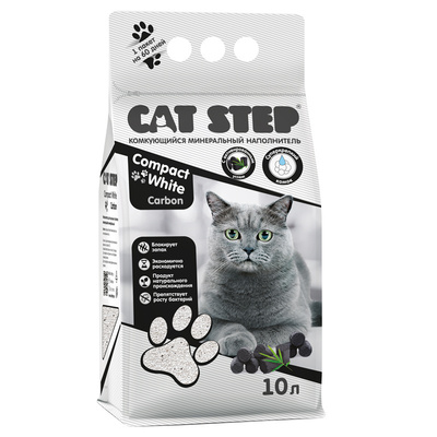 Cat Step Комкующийся минеральный наполнитель  Compact White Carbon, 5 л 20313010, 4,2 кг, 42622