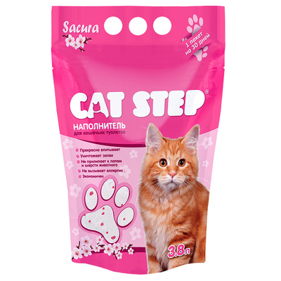 Cat Step Впитывающий силикагелевый наполнитель Arctic Pink, 7,6 л 20363018, 3,53 кг 