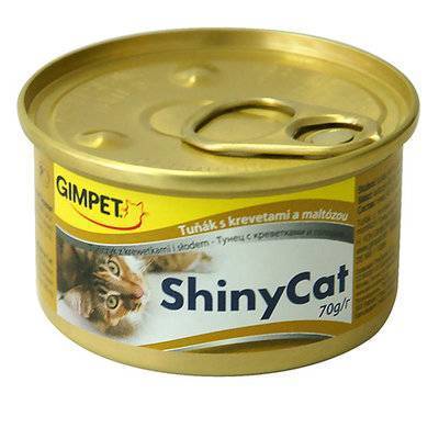 Gimpet Shiny Cat влажный корм для взрослых кошек, с тунцом, креветками и солодом 70 гр