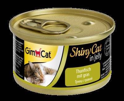 Gimpet Shiny Cat влажный корм для взрослых кошек, с тунцом и травкой 70 гр