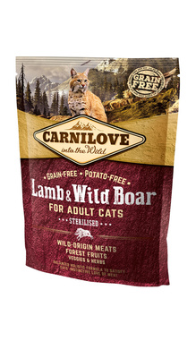 Carnilove Сухой корм для кастрированных котов Lamb & Wild Boar for Adult Cats Sterilised с ягненком и диким кабаном 512300, 6,000 кг