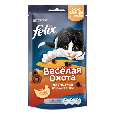 Felix Лакомство для кошек Веселая Охота Курица и Печень 12434432, 0,05 кг 