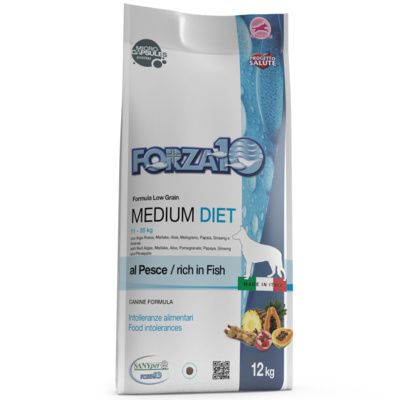 Forza10 Диетический корм для взрослых собак средних пород из рыбы 0103012, 12 кг , 64001001199