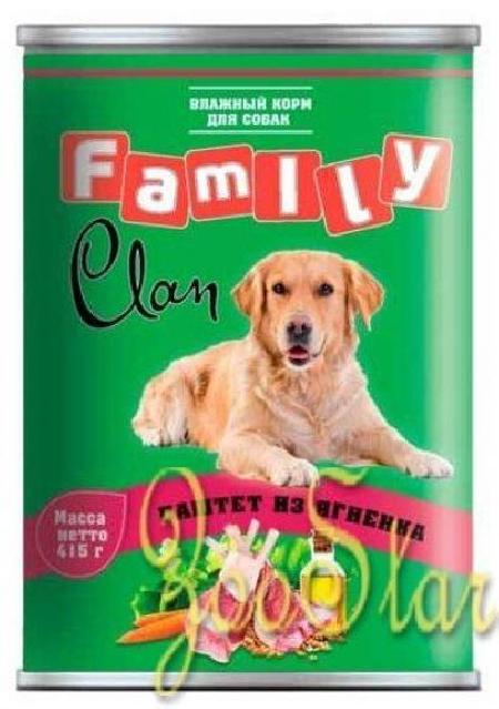 [130.1.804]  CLAN FAMILY консервы для собак 415 г паштет из ягненка , 1200100426