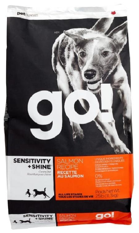 GO! корм для щенков и взрослых собак всех пород, деликатное пищеварение, свежий лосось 2,72 кг