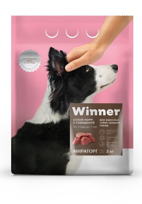 Winner ВИА Сухой корм для взрослых собак средних пород с говядиной, 10,000 кг