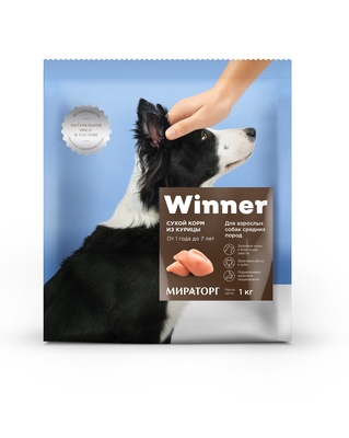 Winner ВИА Сухой корм для взрослых собак средних пород с курицей, 10,000 кг, 23001001208