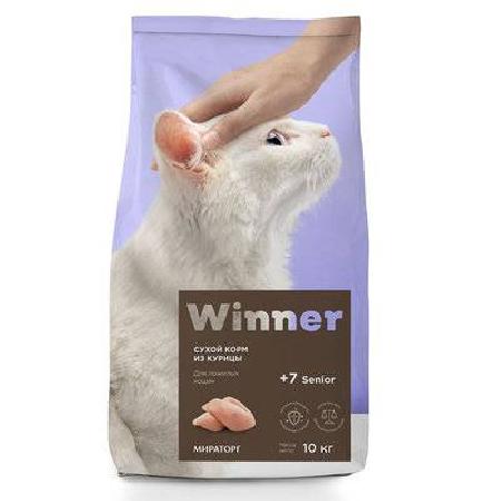 Winner корм для кошек всех пород старше 7 лет, курица 10 кг, 21001001209
