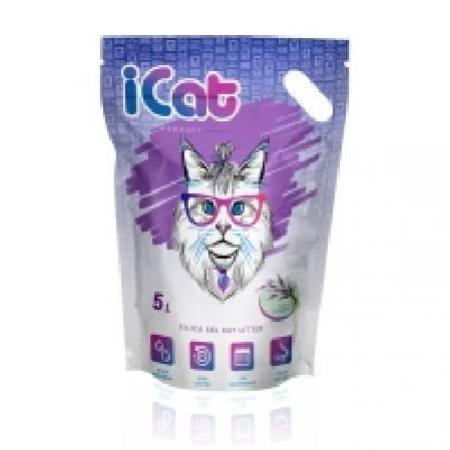 iCat Lavander силикагелевый наполнитель для кошачьих туалетов, с ароматом лаванды 5 л