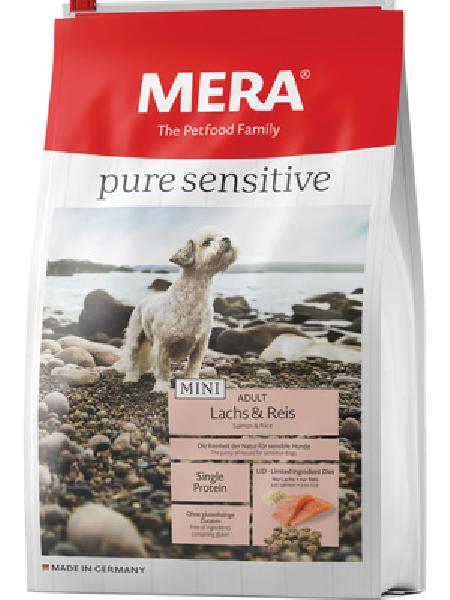 MERA ВИА Корм для взрослых собак малых пород с лососем и рисом (подходит для собак с проблемами в питании и/или аллергиями) (Mera Pure Sensitive Mini Adult Lachs & Reis) , 1,000 кг, 37950, 28001001214