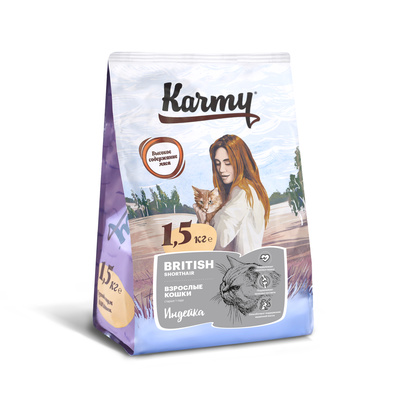 Karmy Сухой корм для взрослых кошек старше 1 года породы британская короткошерстная 73285 1,500 кг 41960, 35001001231