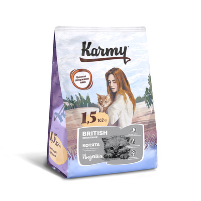 Karmy Сухой корм для беременных и кормящих кошек и котят в возрасте до 1 года породы британская короткошерстная 73294, 1,500 кг