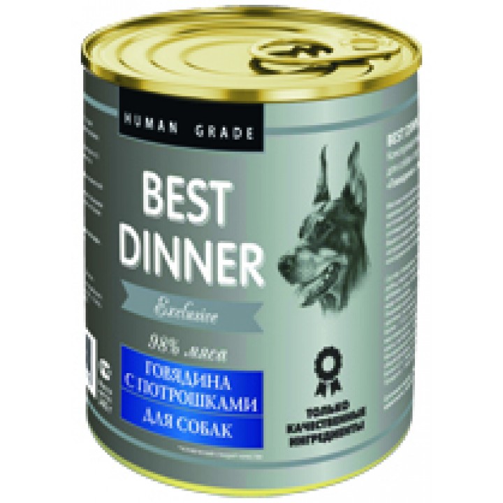 Best Dinner влажный корм для взрослых собак, чувствительное пищеварение, телятина с потрошкам 340 гр