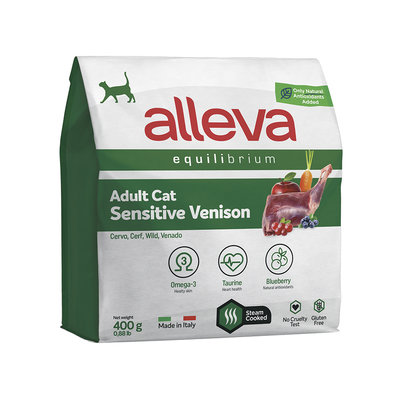 ALLEVA EQUILIBRIUM CAT для кошек Adult Sensitive Venison / взрослых с олениной 0,4 кг 1042 НОВИНКА, 