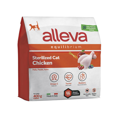 ALLEVA EQUILIBRIUM CAT для кошек Sterilized Chicken / кастрированных котов и стерилизованных кошек с курицей 0,4 кг 1097 НОВИНКА, , 24001001249