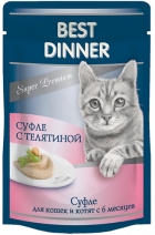 Best Dinner Мясные Деликатесы влажный корм для кошек всех пород, суфле с телятиной 85 гр