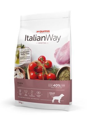 Italian Way Беззерновой корм для собак с чувствительным пищеварением со свежей уткой (ITALIAN WAY MED SENSITIVE DUCK) DITWA18120, 12 кг 
