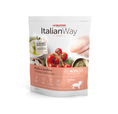 Italian Way Беззерновой корм для щенков со свежей курицей и индейкой (ITALIAN WAY JUNIOR STARTER CHICKENTURKEY) DITWA29060, 1,5 кг 