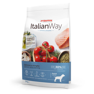 Italian Way Безглютеновый корм для собак с чувствительной кожей, лосось и сельдь  (ITALIAN WAY MED HYPO SALMONHERRINGS) DITWA15090 | Medium Hypoallergenic SalmonHerrings, 3 кг 