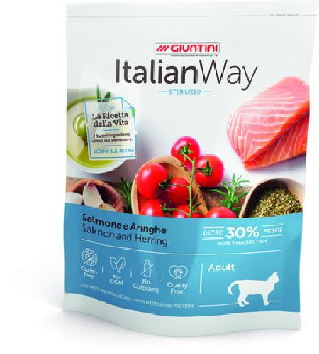 Italian Way Безглютеновый корм для стерилизованных кошек с лососем и сельдью (ITALIAN WAY STERILIZED SALMONHERRINGS) GITWA06040 0,400 кг 36582