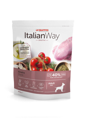 Italian Way Беззерновой корм для собак малых пород с чувствительным пищеварением со свежей уткой (ITALIAN WAY MINI SENSITIVE DUCK) DITWA10048 | Mini Sensitive Duck, 0,8 кг 