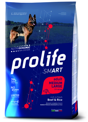 Prolife ВИА Сухой корм для собак Smart Adult Medium/Large Говядина и Рис ZCD34747, 2,500 кг