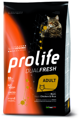 Prolife Сухой корм для кошек Dualfresh Adult Говядина, Курица и Рис ZCD35713, 0,400 кг, 1001001265