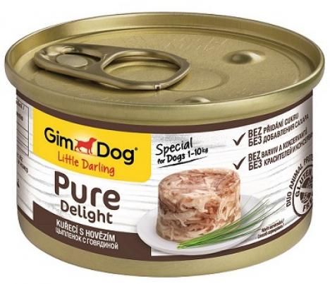 GimDog Pure Delight влажный корм для взрослых собак всех пород, цыпленок и говядина 85 гр