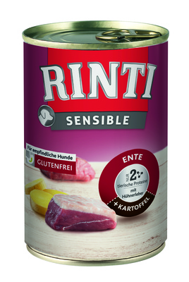 Rinti Влажный  корм для собак (консервы) с уткой, куриной печенью и картофелем (SENSIBLE Entre, Huhnerleber+Kartoffel) 94037, 0,400 кг